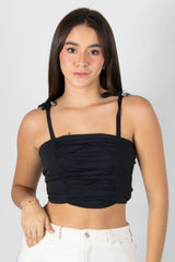 BLUSA TIPO CORSET CON TIRAS DE AJUSTE Y CREMALLERA POSTERIOR