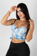 CROP TOP TIPO BUSTIER CON EFECTO DENIM