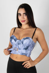 CROP TOP TIPO BUSTIER CON EFECTO DENIM