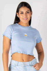 BLUSA MANGA CORTA CON BORDADO