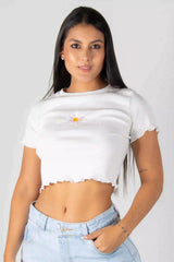 BLUSA MANGA CORTA CON BORDADO