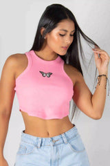 BLUSA SIN MANGAS CON BORDADO