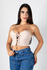 Crop top tipo corset con ajustes