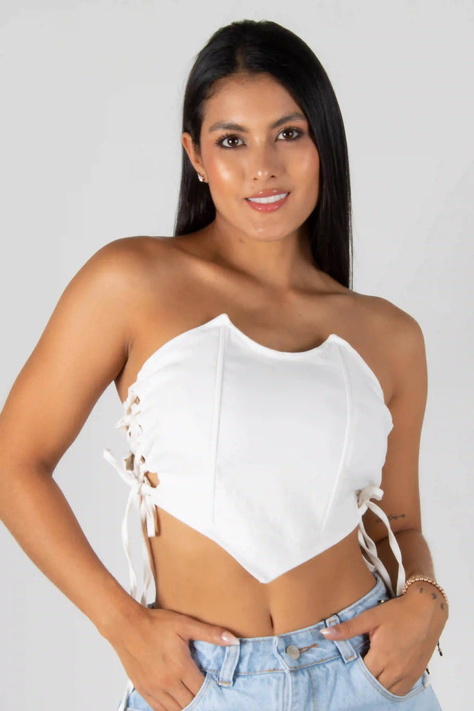 BLUSA TIPO CORSET CON AJUSTES LATERALES