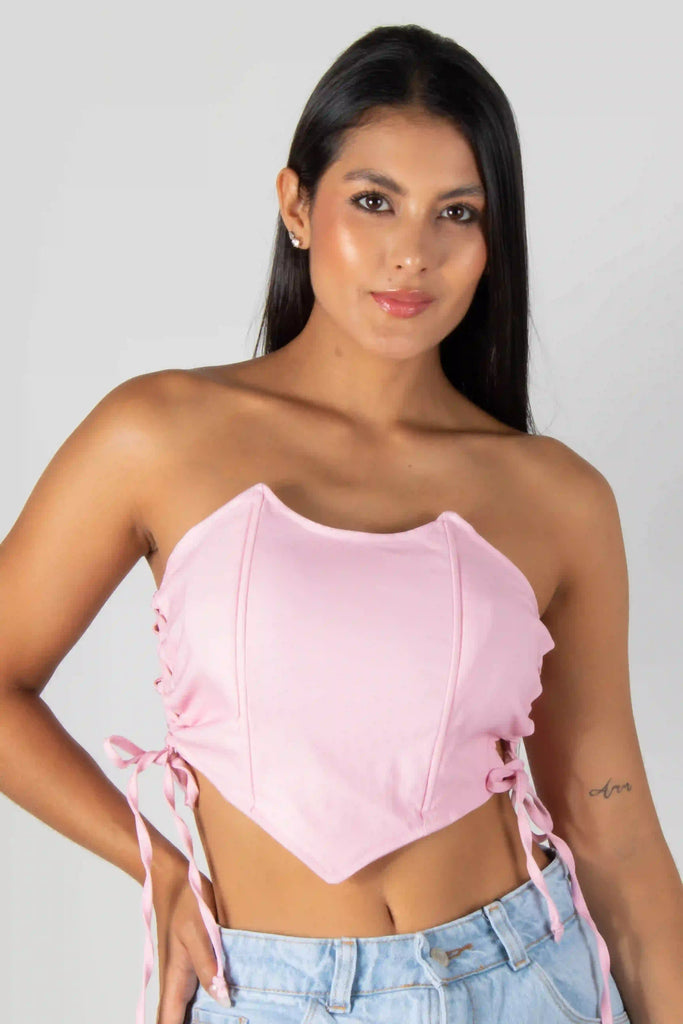 BLUSA TIPO CORSET CON AJUSTES LATERALES