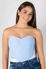 BLUSA STRAPLES TIPO CORSET CON CREMALLERA CON MALLATEX