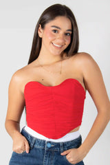 BLUSA STRAPLES TIPO CORSET CON CREMALLERA CON MALLATEX