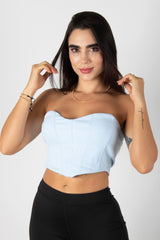 crop top strapless tipo corset