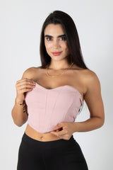 crop top strapless tipo corset