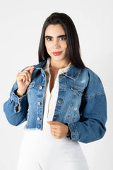 CHAQUETA CORTA EN DENIM MANGA LARGA