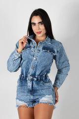 ENTERIZO DE SHORT EN DENIM CON MANGAS