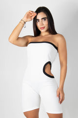 ENTERIZO STRAPLESS CON ESCOTE LATERAL