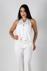 CONJUNTO DE TOP CON ESCOTE EN LA ESPALDA Y PANTALON