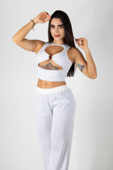 CONJUNTO DE TOP CON ESCOTE Y PANTALÓN