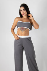 Conjunto de top strapless y pantalón