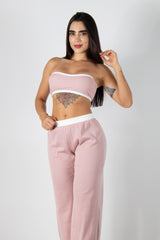 Conjunto de top strapless y pantalón