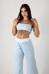 CONJUNTO DE TOP STRAPLESS Y PANTALÓN