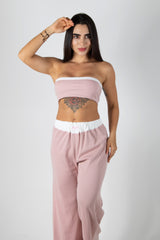 CONJUNTO DE TOP STRAPLESS Y PANTALÓN