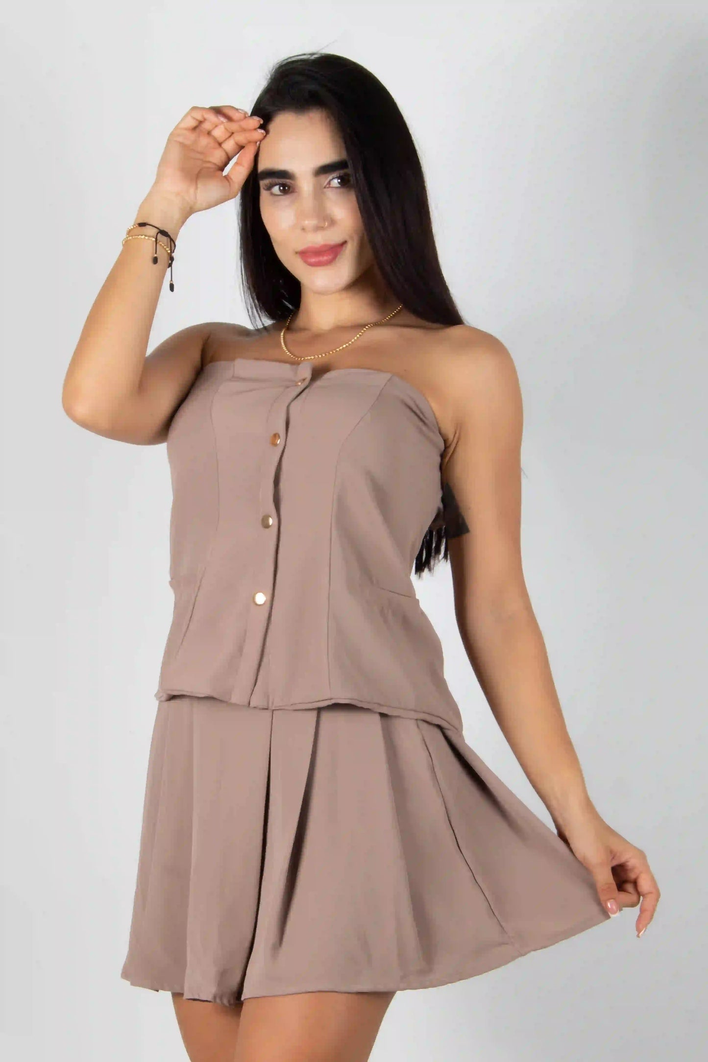 CONJUNTO DE FALDA CON BLUSA CON BOTONES