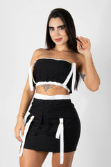 CONJUNTO DE FALDA TIPO CARGO CON CROPTOP STRAPLESS