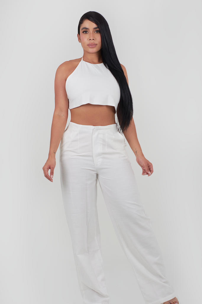 SET DE TOP CON ESCOTE Y PANTALON BOTA RECTA