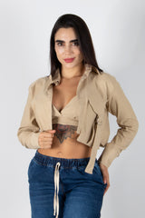 CONJUNTO DE CAMISERA MANGA LARGA Y CROP TOP