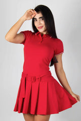 VESTIDO CON CAMISA TIPO POLO Y FALDA PLIZADA