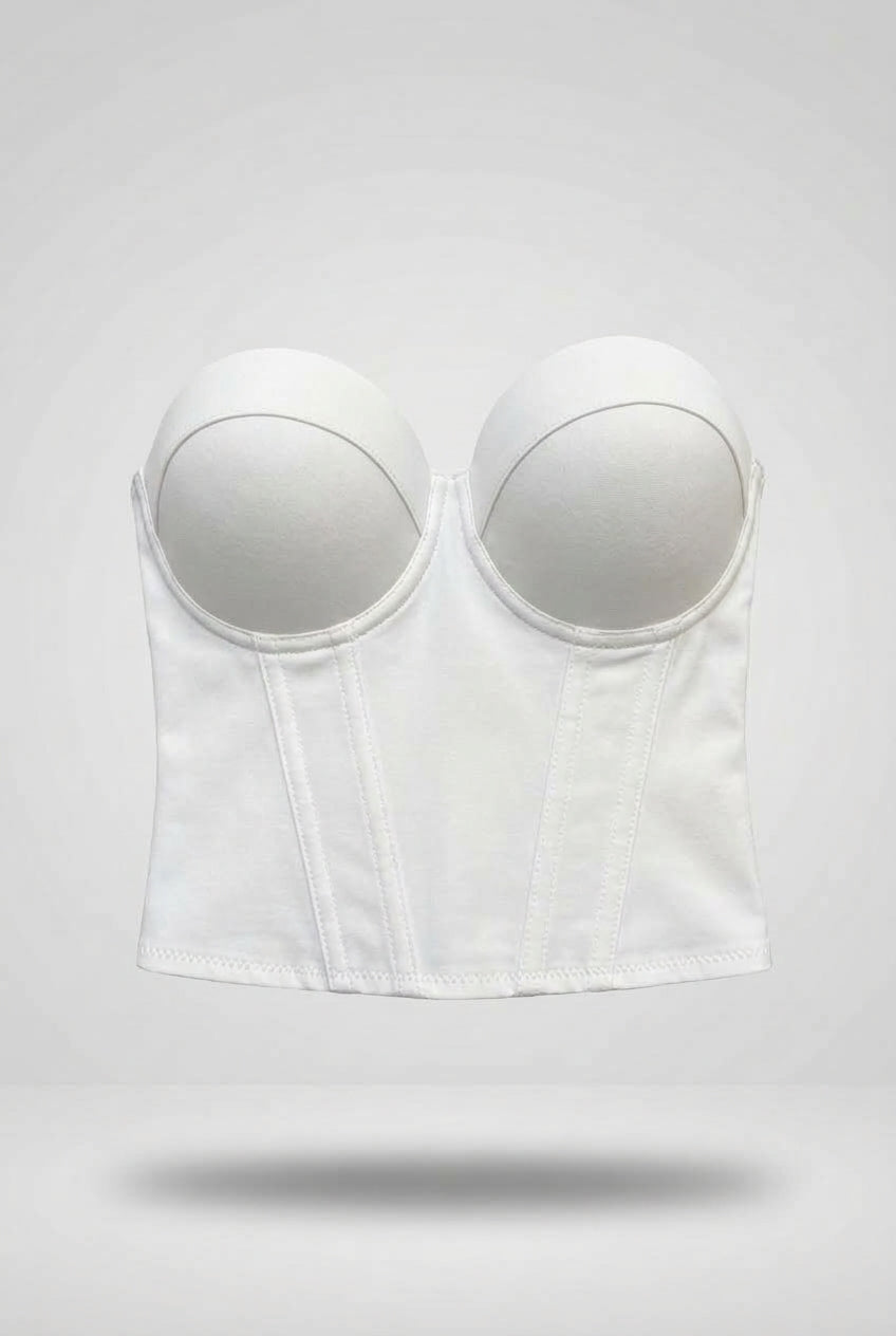Corset Paulina para mujer top strapless con copas prehormonadas y costuras verticales moldeadoras.