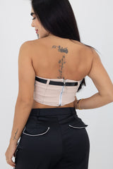 CROP TOP TIPO CORSET STRAPLESS CON CORREA